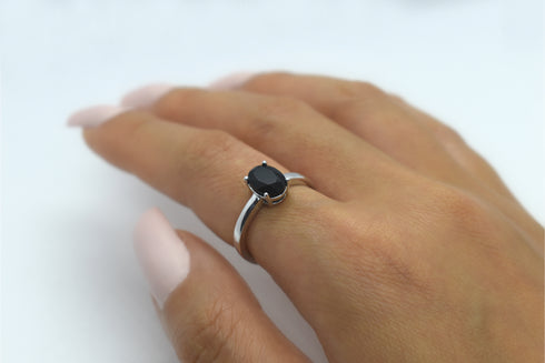 Divya दिव्या | Onyx | Ring | Silber | Rhodiniert
